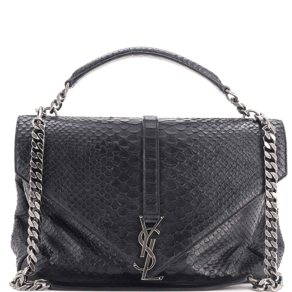 Saint Laurent Large Classic Monogram College Bag Python Embossed Leather